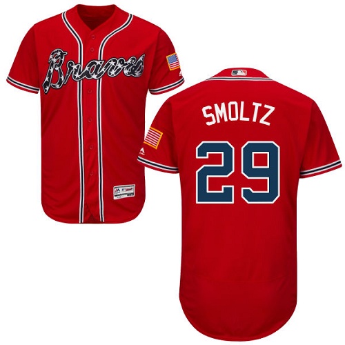 Braves #29 John Smoltz Red Flexbase Authentic Collection Stitched MLB Jersey